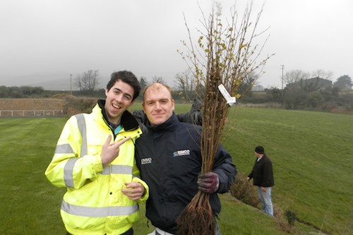 Hard at work at the tree planting at the Corrinshego grounds.