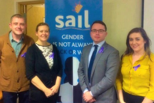 Nicola Doran, SAIL Daire Hughes, Mayor of Newry and Mourne and  Megan Hughes MLA pictured at the Transgender Day of Remembrance Event in Newry.