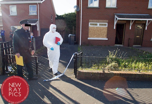Police and forensics at the scene in Mourneview Park in Newry. Photograph: NewRayPics Police and forensics at the scene in Mourneview Park in Newry. Photograph: NewRayPics