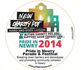 The Label that will be on the Lush Charity Pot, Supporting Pride in Newry. The Label that will be on the Lush Charity Pot, Supporting Pride in Newry.