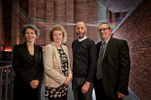 Suzanne Lyle, Head of Visual Arts at the Arts Council of Northern Ireland, NI Culture Minister Carál Ní Chuilín, Hugh Mulholland, Curator at the MAC, and Russell Whittaker, Events Executive at Northern Ireland Tourist Board, help announce the shortlist for MAC International, a new art prize launched by the MAC offering a prize of £20,000 to the winner. Suzanne Lyle, Head of Visual Arts at the Arts Council of Northern Ireland, NI Culture Minister Carál Ní Chuilín, Hugh Mulholland, Curator at the MAC, and Russell Whittaker, Events Executive at Northern Ireland Tourist Board, help announce the shortlist for MAC International, a new art prize launched by the MAC offering a prize of £20,000 to the winner.