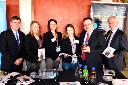 Gerry Campbell, Colleges NI; Elizabeth Moran, Norbrook Laboratories; Asha Jamil, SRC Lecturer; Tracy Cummings, SRC Student; Minister for Employment and Learning Dr Stephen Farry and John Quinn, SRC Director. Gerry Campbell, Colleges NI; Elizabeth Moran, Norbrook Laboratories; Asha Jamil, SRC Lecturer; Tracy Cummings, SRC Student; Minister for Employment and Learning Dr Stephen Farry and John Quinn, SRC Director.