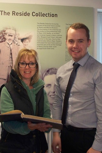 Linda Reid pictured with Shane McGivern, in the Reading Room at Newry and Mourne Museum. Linda Reid pictured with Shane McGivern, in the Reading Room at Newry and Mourne Museum.