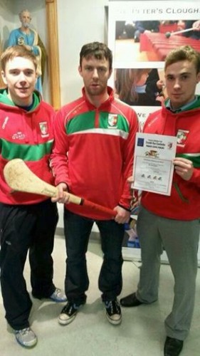  Craobh Rua Senior Hurlers  who visited local Primary Schools to talk about the game of hurling and Craobh Rua Camlocha.  (Michael Garvey St.Malachys PS Camlough - Fiachra Bradley St.Josephs PS Bessbrook - Kyle Kane St.Peter's PS Cloughreagh)