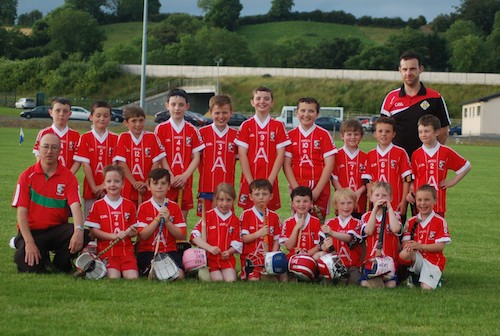 David O Brien & Henry Mc Cloy pictured with Craobh Rua U8/U10 hurlers who participated in the Hurling Blitz in Monaghan