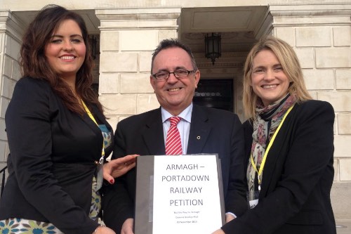 Dominic Bradley MLA with SDLP Councillor Mealla Campbell and campaigner Suzan McComb with the petition. Dominic Bradley MLA with SDLP Councillor Mealla Campbell and campaigner Suzan McComb with the petition.