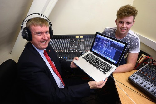 Social Development Minister Mervyn Storey, MLA is pictured in the recording studio of the Magnet Young Adult Centre with Caolin Dooley. Photograph: William Cherry / Press Eye Social Development Minister Mervyn Storey, MLA is pictured in the recording studio of the Magnet Young Adult Centre with Caolin Dooley. Photograph: William Cherry / Press Eye