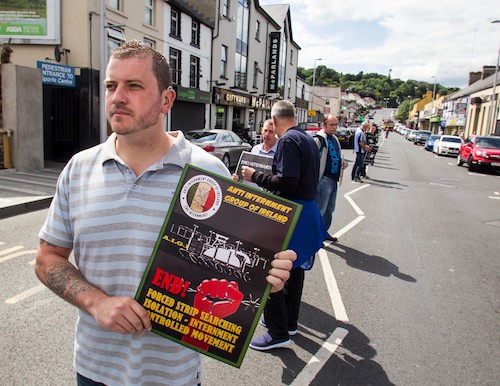 Stephen Murney taking part in the protest. Photograph: NewRayPics