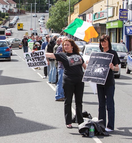 The Anti Internment protest on Monaghan Street in Newry. Photograph: NewRayPics