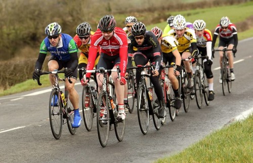 Newry Wheelers Jude Sands in a tight group at the Phoenix GP at Nutts Corner. Newry Wheelers Jude Sands in a tight group at the Phoenix GP at Nutts Corner.