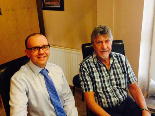 Mickey Brady MP with Jim Denison, Chief Executive of the Simon Community Mickey Brady MP with Jim Denison, Chief Executive of the Simon Community