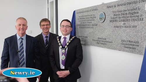 Opening Shot! - Eddie Curtis, Chief Executive; Gerard McGivern, Director of District Development and Cllr Daire Hughes, Mayor, Newry and Mourne District Council perform the official opening today at Newry Leisure Centre. Photograph: Columba O'Hare Opening Shot! - Eddie Curtis, Chief Executive; Gerard McGivern, Director of District Development and Cllr Daire Hughes, Mayor, Newry and Mourne District Council perform the official opening today at Newry Leisure Centre. Photograph: Columba O'Hare