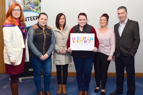 Young Millennium Volunteers awardees from the Newry area join Yvonne Dolan, Volunteer Now and Gerry Carey, Confederation of Community Groups, Ballybot House at the MV Awards Ceremony in Belfast Waterfront Hall. Young Millennium Volunteers awardees from the Newry area join Yvonne Dolan, Volunteer Now and Gerry Carey, Confederation of Community Groups, Ballybot House at the MV Awards Ceremony in Belfast Waterfront Hall.