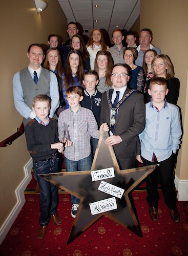Mayor Daire HUghes is pictured with the Winners of the Good Relations Award Around the World through Sport group. Photograph: Peter Clarke