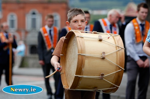 A Junior LOL marcher parades past Newry Town Hall in 2012. Photograph: Columba O'Hare 