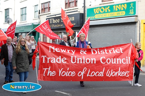 Newry TUC call for support from the Newry public for Friday's Strike. Photograph: Columba O'Hare Newry TUC call for support from the Newry public for Friday's Strike. Photograph: Columba O'Hare