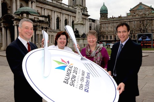 Ulster Bank and the RUAS got the countdown to this year’s Balmoral Show underway today with the announcement that Ulster Bank will be the principal sponsor of the show again on 13th – 15th May 2015, for a seventh year. Marking the announcement after a breakfast event in the Robinson & Cleaver restaurant in Belfast city centre are Colin McDonald, RUAS, chef Paula McIntyre, Ellvena Graham, Ulster Bank, and Cormac McKervey, Ulster Bank. Ulster Bank and the RUAS got the countdown to this year’s Balmoral Show underway today with the announcement that Ulster Bank will be the principal sponsor of the show again on 13th – 15th May 2015, for a seventh year. Marking the announcement after a breakfast event in the Robinson & Cleaver restaurant in Belfast city centre are Colin McDonald, RUAS, chef Paula McIntyre, Ellvena Graham, Ulster Bank, and Cormac McKervey, Ulster Bank.