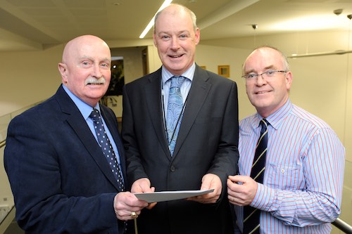 Presiding Councillor Charlie Casey, Mr Liam Hannaway , Chief Executive Designate, Deputy Presiding Councillor, Declan Mc Ateer at the setting of the Rates for 2015/2016 Presiding Councillor Charlie Casey, Mr Liam Hannaway , Chief Executive Designate, Deputy Presiding Councillor, Declan Mc Ateer at the setting of the Rates for 2015/2016