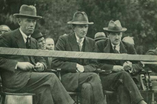 The Platform party at a rally in Armagh, September 1921, consisting of (left to right) Éamon Donnelly, Eoin O’Duffy and Michael Collins (Part of the Éamon Donnelly Collection at Newry and Mourne Museum). The Platform party at a rally in Armagh, September 1921, consisting of (left to right) Éamon Donnelly, Eoin O’Duffy and Michael Collins (Part of the Éamon Donnelly Collection at Newry and Mourne Museum).