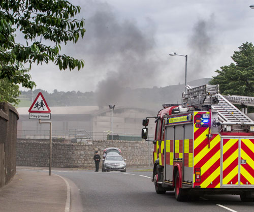 The fire at the Kilmorey Street sewage plant. Photograph: NewRayPics The fire at the Kilmorey Street sewage plant. Photograph: NewRayPics