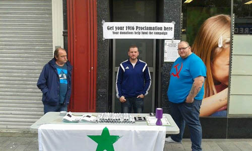 éirígí members on their stall in Hill Street, Newry. éirígí members on their stall in Hill Street, Newry.