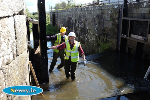 IWAI members Installing Lock Gates at Poyntzpass. Photograph: Columba O'Hare IWAI members Installing Lock Gates at Poyntzpass. Photograph: Columba O'Hare