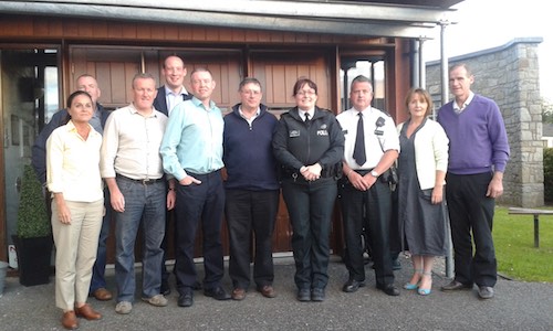Conor Murphy, MLA, Policing Researcher Michelle Beyers, Councillors Mickey Larkin, Terry Hearty, Jim Loughran and Roising Mulgrew with Inspector Lorainne Dobson Constable Mark McGarrity, South Armagh NPT and Superintendent Tim Myers in Ti Chulainn on Wednesday evening. Conor Murphy, MLA, Policing Researcher Michelle Beyers, Councillors Mickey Larkin, Terry Hearty, Jim Loughran and Roising Mulgrew with Inspector Lorainne Dobson Constable Mark McGarrity, South Armagh NPT and Superintendent Tim Myers in Ti Chulainn on Wednesday evening.