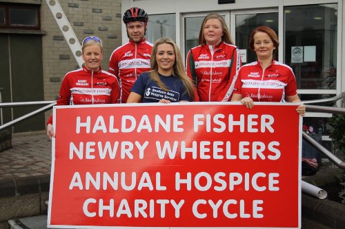Pictured with Leanne Redmond from Southern Area Hospice are Newry Wheelers club members, (L-R) Karen Garvey, Declan Reid, Chantelle Reid and Claire Goodman Pictured with Leanne Redmond from Southern Area Hospice are Newry Wheelers club members, (L-R) Karen Garvey, Declan Reid, Chantelle Reid and Claire Goodman