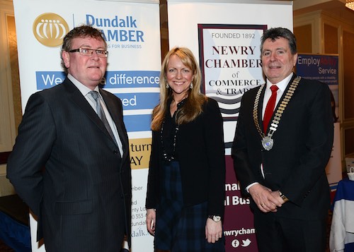 Cross Border Business Support Expo 2015, (L-R) Paddy Savage, InterTradeIreland; Orla Jackson, Newry Chamber of Commerce; Paddy Matthews, Dundalk Chamber of Commerce.