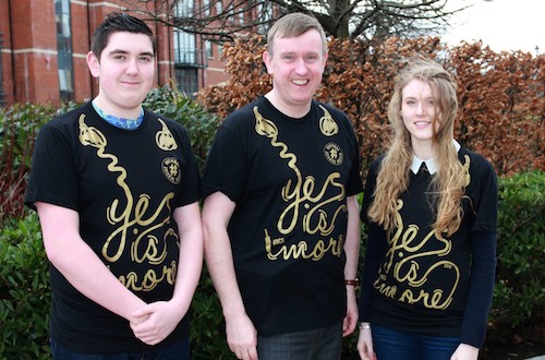 DSD Minister Mervyn Storey MLA  joins NI NCS graduates Jordan McNeill and Rebecca Drysdale to launch the NI NCS programme which will take place throughout Northern Ireland  this Summer