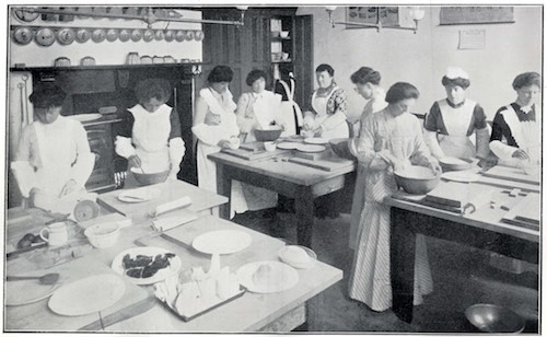 The Domestic Economy Room at the Municipal Technical School, Newry. During the war ingredients for cooking were restricted due to rationing. In 1914 women from Newry district formed a Guild to support the war effort by knitting socks, etc. to send with other parcels to servicemen and wounded soldiers. The Principal of the Technical School granted a room in the College for the Guild to use as a depot where work could be received and given out. The Domestic Economy Room at the Municipal Technical School, Newry. During the war ingredients for cooking were restricted due to rationing. In 1914 women from Newry district formed a Guild to support the war effort by knitting socks, etc. to send with other parcels to servicemen and wounded soldiers. The Principal of the Technical School granted a room in the College for the Guild to use as a depot where work could be received and given out.