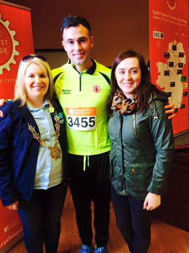  Newry, Mourne and Down District Council  Chairperson Naomi Baillie with MLA Megan Fearon and former Tyrone footballer Cathal McCarron