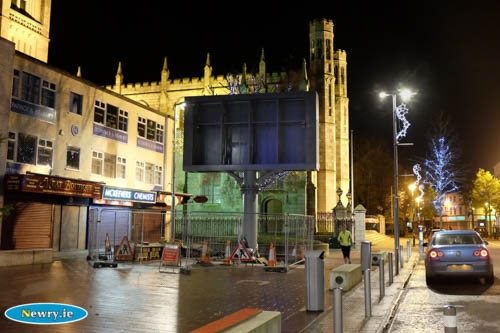 The location for the new TV screen in Hill Street in Newry is causing a bit of consternation. Photograph: Columba O'Hare The location for the new TV screen in Hill Street in Newry is causing a bit of consternation. Photograph: Columba O'Hare