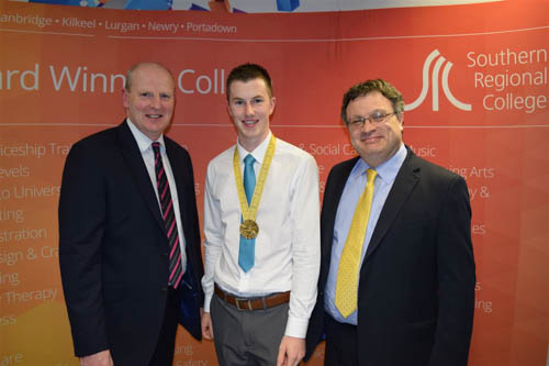 Gary Doyle, WorldSkills Gold Medal Winner with Brian Doran, left, Chief Executive at Southern Regional College and Dr. Stephen Farry, Minister for Employment and Learning. Gary Doyle, WorldSkills Gold Medal Winner with Brian Doran, left, Chief Executive at Southern Regional College and Dr. Stephen Farry, Minister for Employment and Learning.