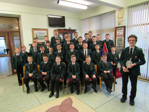 St Joseph’s Pioneers with Charlie McDonagh (presented with Pioneer of the Year award by principal Mr Murray)