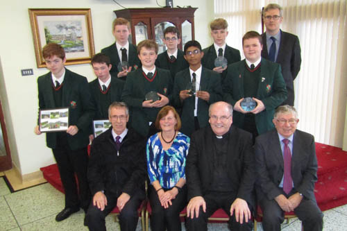 Group winners, distinguished guests and principal Declan Murray Group winners, distinguished guests and principal Declan Murray
