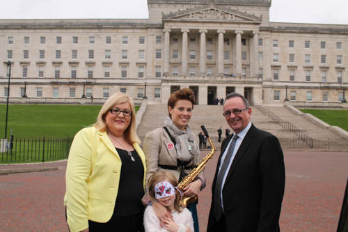 Dominic Bradley MLA and Karen McKevitt MLA attending the Arts Rally against Cuts @ Stormont Dominic Bradley MLA and Karen McKevitt MLA attending the Arts Rally against Cuts @ Stormont