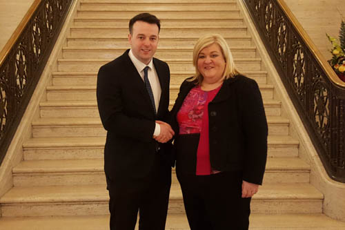 SDLP Chief Whip Karen McKevitt MLA with SDLP leader Colum Eastwood MLA. SDLP Chief Whip, Karen McKevitt MLA with SDLP leader Colum Eastwood MLA.