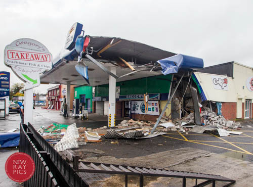 Extensive damage caused to the filling station. Photograph: NewRayPics Extensive damage caused to the filling station. Photograph: NewRayPics