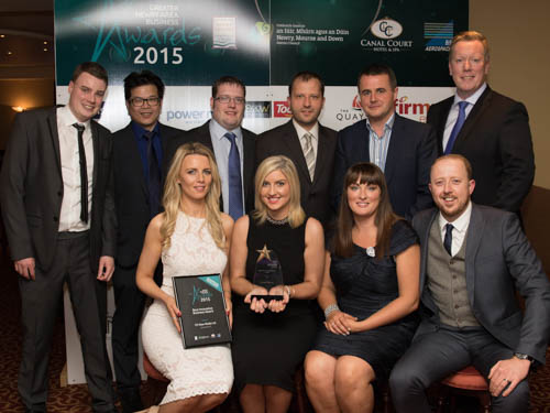 Best Innovative Business Award – ITS New Media Ltd, Gary Topping, Pawel Laskowski, Chris Wright, Joshua Sheridan McGuinn, Joanne Brown, Mark Blackadder, Tanya Topping, Michelle Kennedy, Allen Cheung. Sponsored by BT – Paul Convery . Picture Peter Clarke Photography. Best Innovative Business Award – ITS New Media Ltd, Gary Topping, Pawel Laskowski, Chris Wright, Joshua Sheridan McGuinn, Joanne Brown, Mark Blackadder, Tanya Topping, Michelle Kennedy, Allen Cheung. Sponsored by BT – Paul Convery . Picture Peter Clarke Photography.