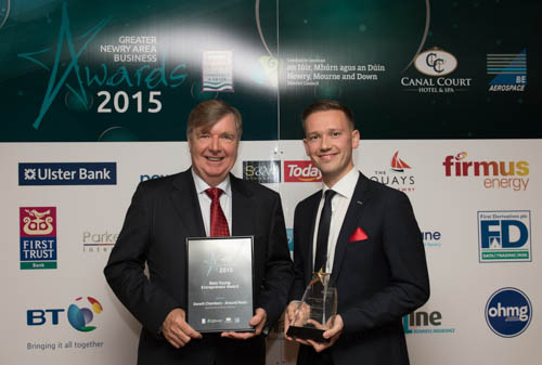 Best Young Entrepreneur Award- Gareth Chambers, Around Noon.Sponsored by O’Hare & McGovern – Eamon O’Hare. Picture Peter Clarke photography. Best Young Entrepreneur Award- Gareth Chambers, Around Noon.Sponsored by O’Hare & McGovern – Eamon O’Hare. Picture Peter Clarke photography.