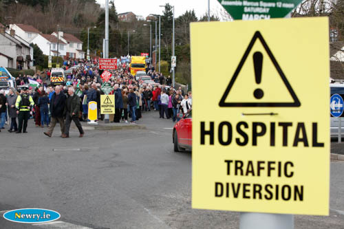 Protests over potential cuts to services took place in Newry earlier this year. Photograph: Columba O'Hare Protests over potential cuts to services took place in Newry earlier this year. Photograph: Columba O'Hare