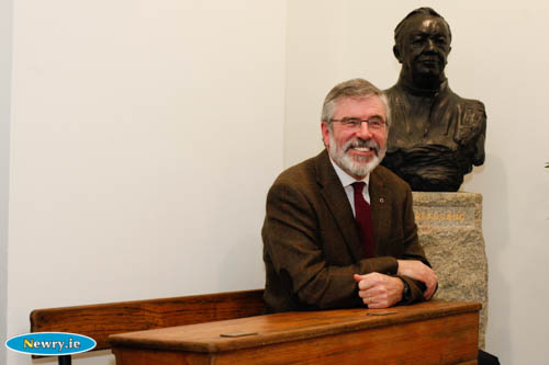 Gerry Adams TD is back in the classroom next weekend when he visits Gaeláras Mhic Ardghail for the annual Slógadh. Photograph: Columba O'Hare 