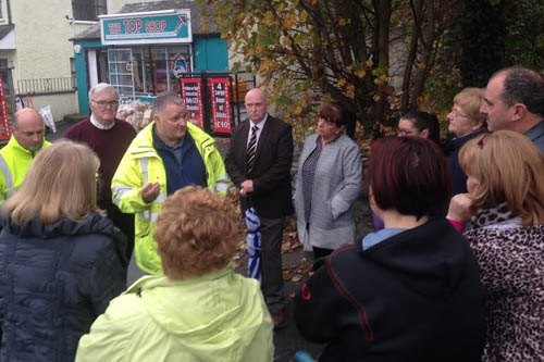 Cllr Harte and Casey at the road safety meeting in Courtney Hill with Transport NI representatives. Cllr Harte and Casey at the road safety meeting in Courtney Hill with Transport NI representatives.