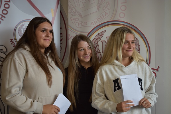 Friends Kayla, Jessica and Sofie collect their results at the Newry High School Results Day.