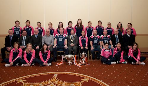 The Armagh Ladies Football Squad at the Civic Reception in Armagh.