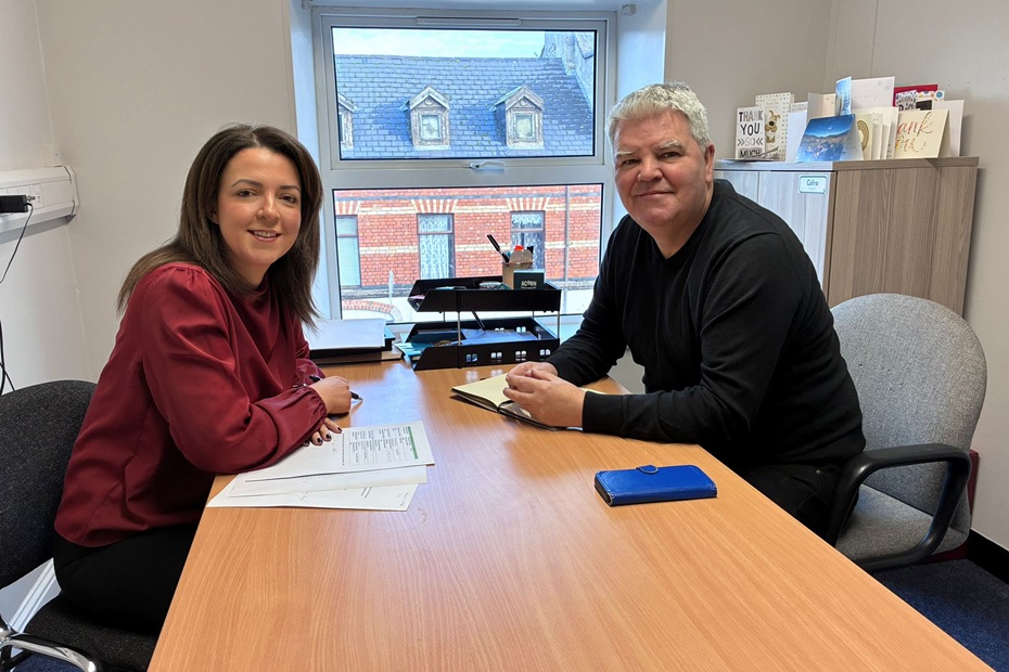 Infrastructure Minister Liz Kimmins with Cathal Boylan, MLA