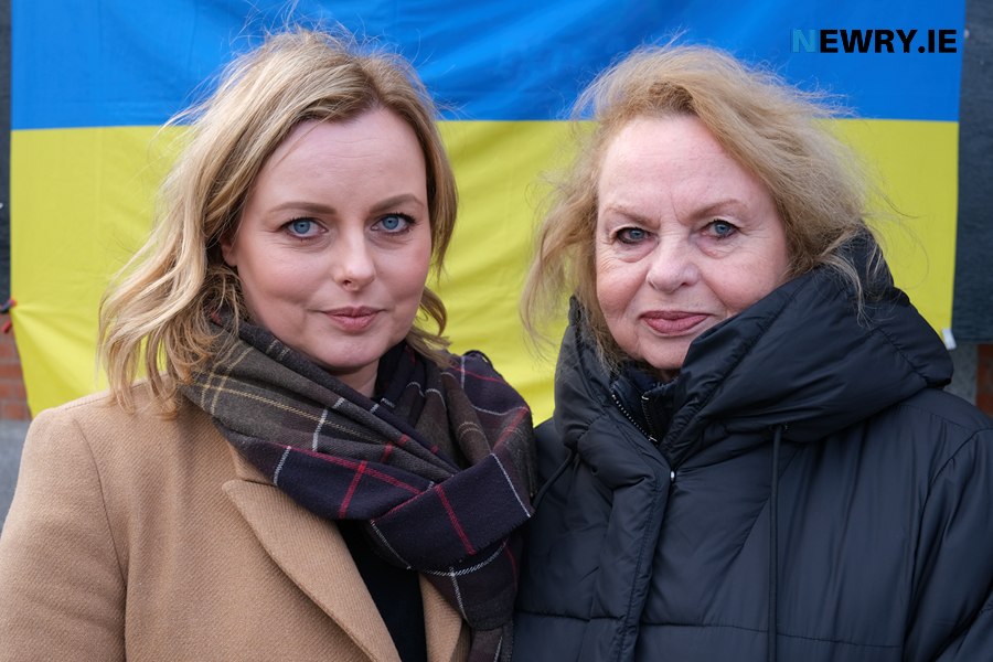 Oksana McMahon and her mother Lena at Newry Town Hall.
