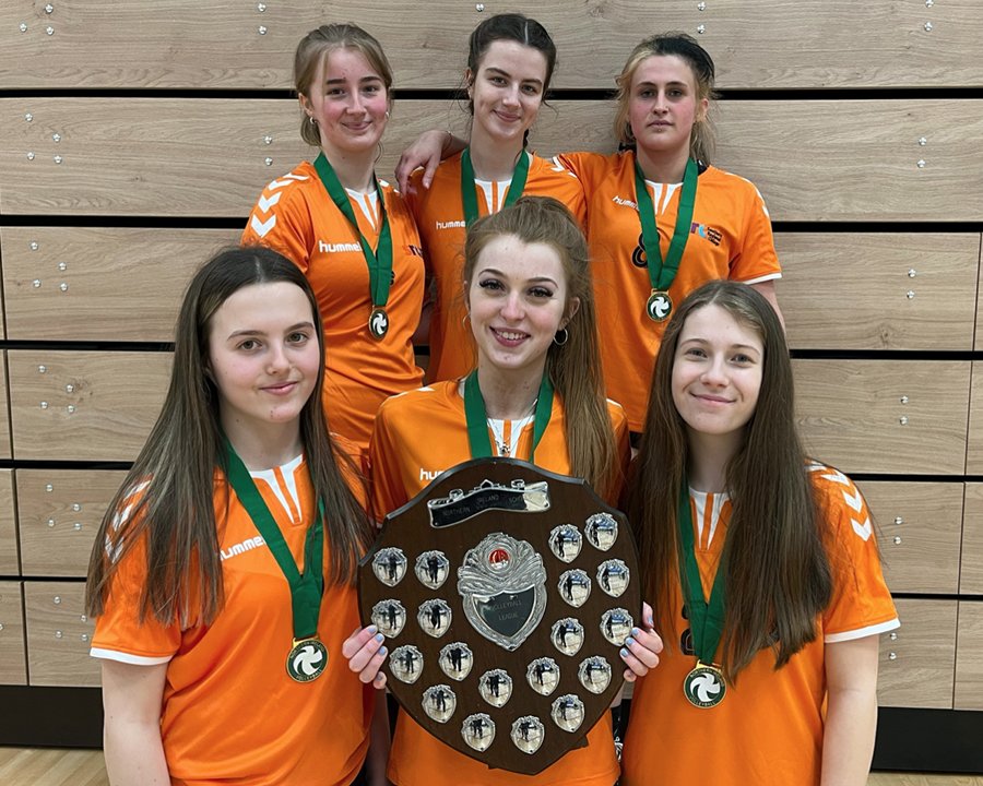 The SRC Volleyball team. Included back from left: Katie Milligan, Emma Duke and Pauline Tucina. Front: Natasha Freeburn, Vicki Grills and Katie Whiteside.