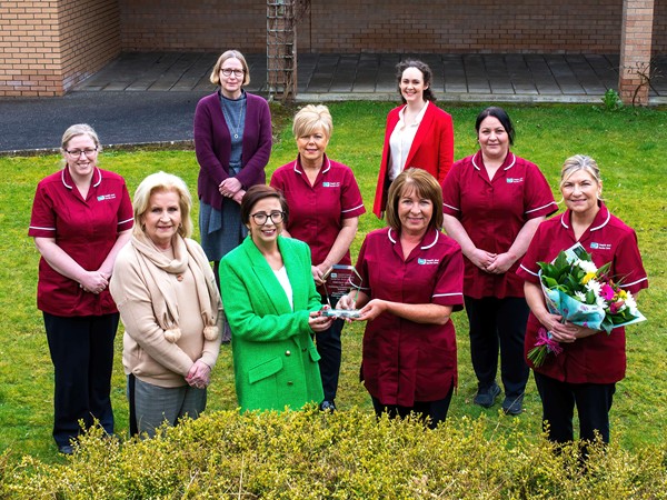 Runners up in the ‘Edel Corr Award for Compassionate Care’ were the Southern Trust’s Hospital Specialist Palliative Care Team. They are pictured with Edel’s family members Grace Magennis and Terry McGahan and Palliative Care Consultants Dr Jayne McCauley and Dr Sarah Cousins.
